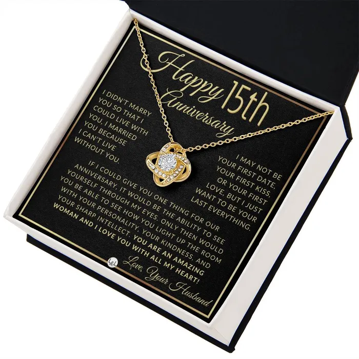 Necklaces 15th Anniversary Gift For Wife Beautiful Womens Pendant Necklace Heartfelt Anniversary Message ShineOn Fulfillment