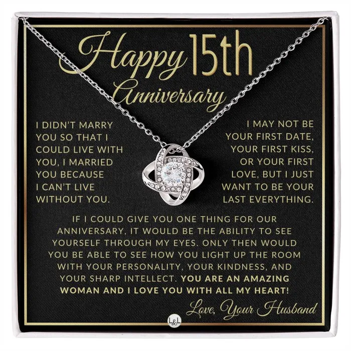 Necklaces 15th Anniversary Gift For Wife Beautiful Womens Pendant Necklace Heartfelt Anniversary Message ShineOn Fulfillment