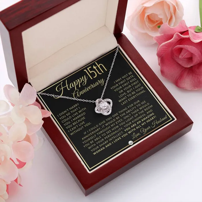 Necklaces 15th Anniversary Gift For Wife Beautiful Womens Pendant Necklace Heartfelt Anniversary Message ShineOn Fulfillment