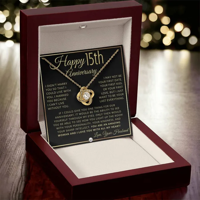 Necklaces 15th Anniversary Gift For Wife Beautiful Womens Pendant Necklace Heartfelt Anniversary Message ShineOn Fulfillment