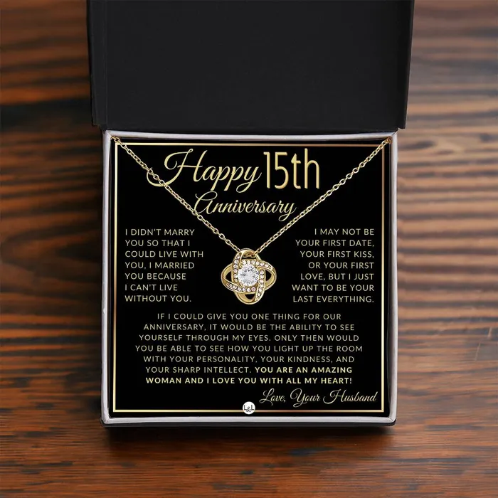 Necklaces 15th Anniversary Gift For Wife Beautiful Womens Pendant Necklace Heartfelt Anniversary Message ShineOn Fulfillment