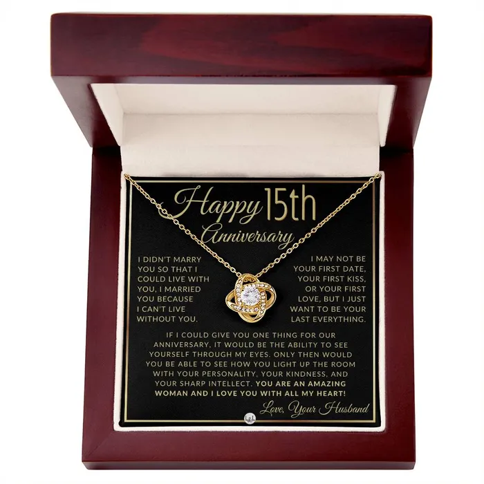 Necklaces 15th Anniversary Gift For Wife Beautiful Womens Pendant Necklace Heartfelt Anniversary Message ShineOn Fulfillment