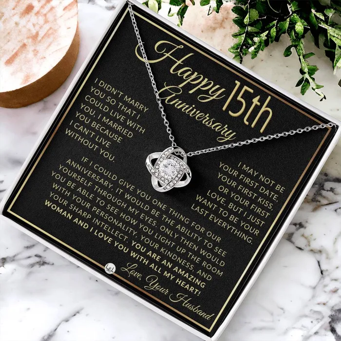 Necklaces 15th Anniversary Gift For Wife Beautiful Womens Pendant Necklace Heartfelt Anniversary Message ShineOn Fulfillment