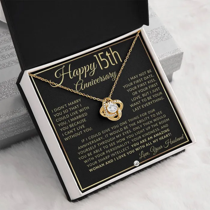 Necklaces 15th Anniversary Gift For Wife Beautiful Womens Pendant Necklace Heartfelt Anniversary Message ShineOn Fulfillment