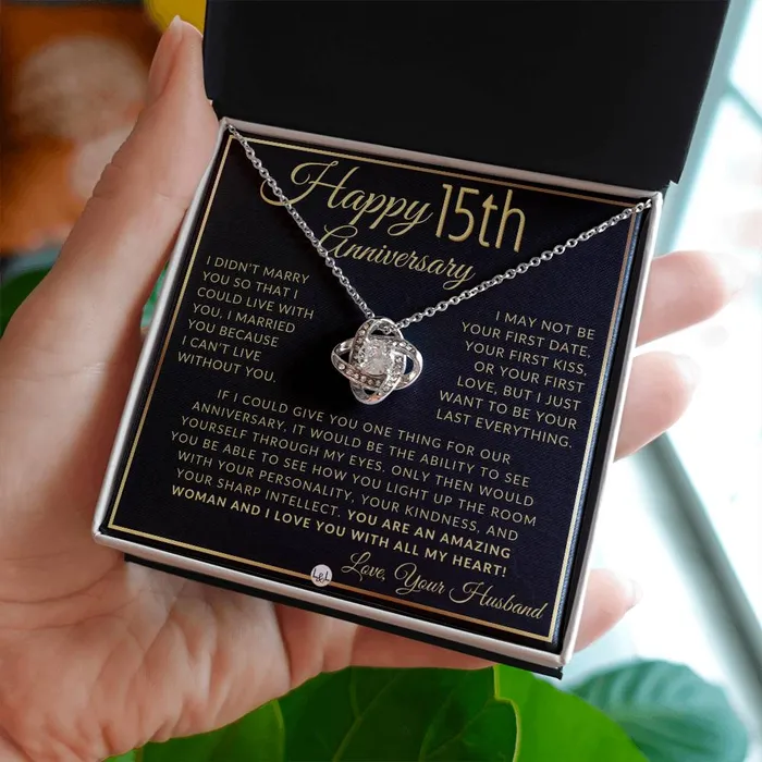 Necklaces 15th Anniversary Gift For Wife Beautiful Womens Pendant Necklace Heartfelt Anniversary Message ShineOn Fulfillment