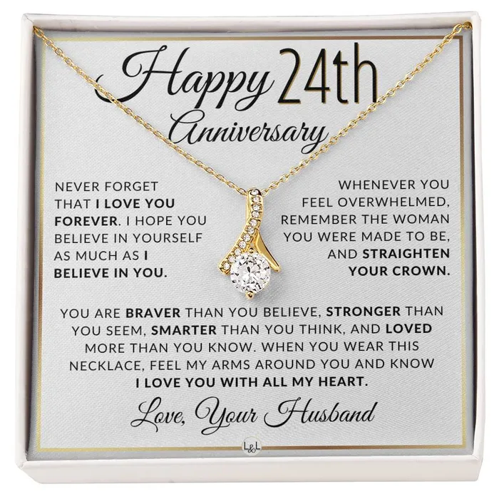 Necklaces 24th Anniversary Gift For Wife Anniversary Gift Idea For Your Wife Drop Pendant Necklace Heartfelt Anniversary Message ShineOn Fulfillment Necklaces 24th Anniversary Gift For Wife Anniversary Gift Idea For Your Wife Drop Pendant Necklace Heartfelt Anniversary Message ShineOn Fulfillment