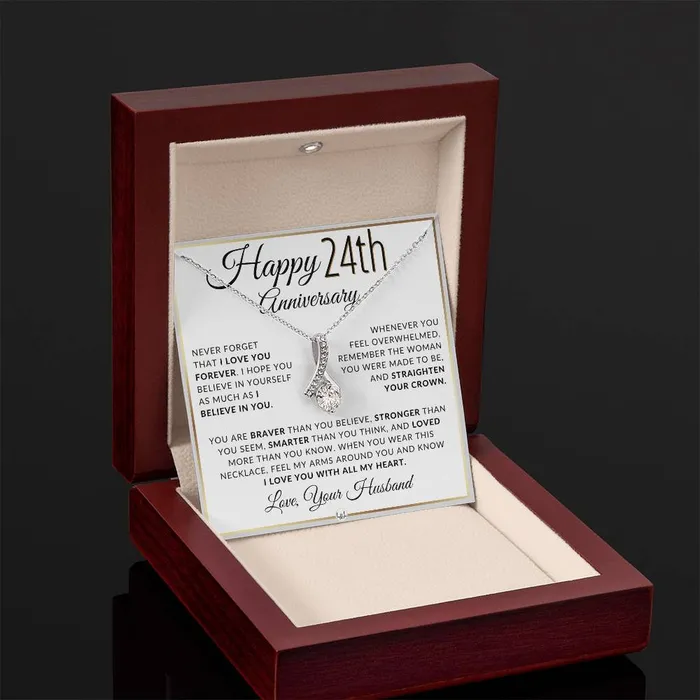 Necklaces 24th Anniversary Gift For Wife Anniversary Gift Idea For Your Wife Drop Pendant Necklace Heartfelt Anniversary Message ShineOn Fulfillment