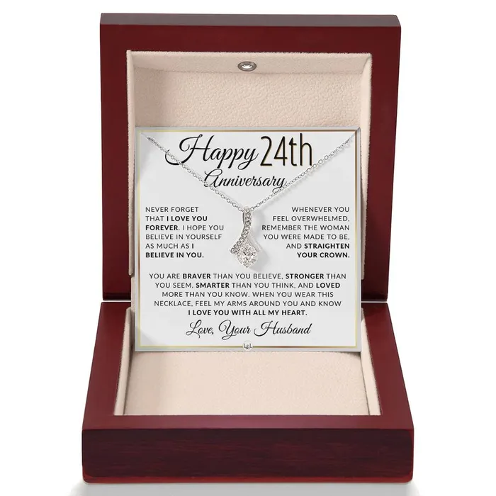 Necklaces 24th Anniversary Gift For Wife Anniversary Gift Idea For Your Wife Drop Pendant Necklace Heartfelt Anniversary Message ShineOn Fulfillment