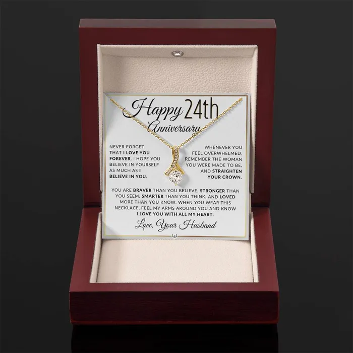 Necklaces 24th Anniversary Gift For Wife Anniversary Gift Idea For Your Wife Drop Pendant Necklace Heartfelt Anniversary Message ShineOn Fulfillment