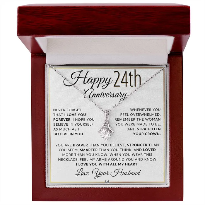 Necklaces 24th Anniversary Gift For Wife Anniversary Gift Idea For Your Wife Drop Pendant Necklace Heartfelt Anniversary Message ShineOn Fulfillment