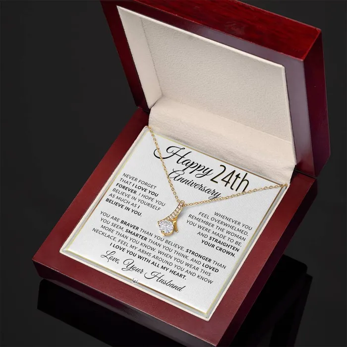 Necklaces 24th Anniversary Gift For Wife Anniversary Gift Idea For Your Wife Drop Pendant Necklace Heartfelt Anniversary Message ShineOn Fulfillment