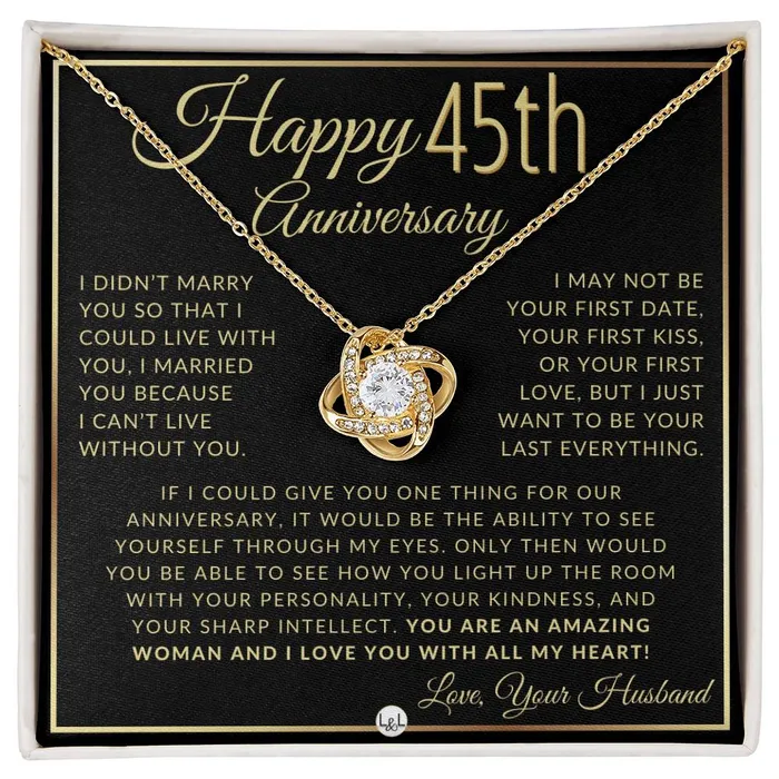 Necklaces 45th Anniversary Gift For Wife Beautiful Womens Pendant Necklace Heartfelt Anniversary Message ShineOn Fulfillment Necklaces 45th Anniversary Gift For Wife Beautiful Womens Pendant Necklace Heartfelt Anniversary Message ShineOn Fulfillment