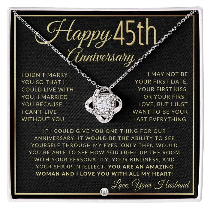 Necklaces 45th Anniversary Gift For Wife Beautiful Womens Pendant Necklace Heartfelt Anniversary Message ShineOn Fulfillment