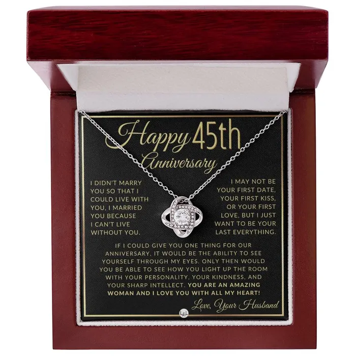 Necklaces 45th Anniversary Gift For Wife Beautiful Womens Pendant Necklace Heartfelt Anniversary Message ShineOn Fulfillment