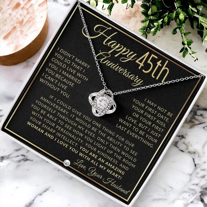 Necklaces 45th Anniversary Gift For Wife Beautiful Womens Pendant Necklace Heartfelt Anniversary Message ShineOn Fulfillment