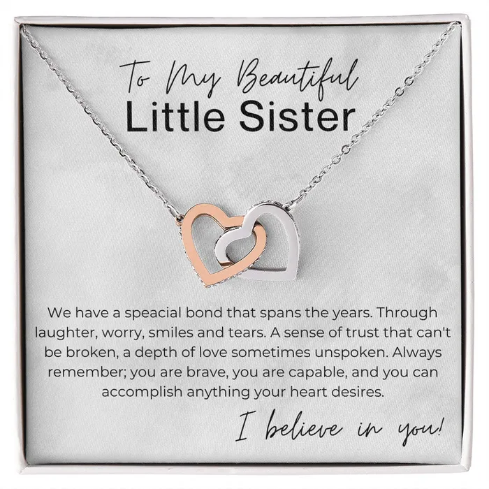 Necklaces Always Remember Gift for Little Sister Interlocking Heart Pendant Necklace ShineOn Fulfillment Necklaces Always Remember Gift for Little Sister Interlocking Heart Pendant Necklace ShineOn Fulfillment