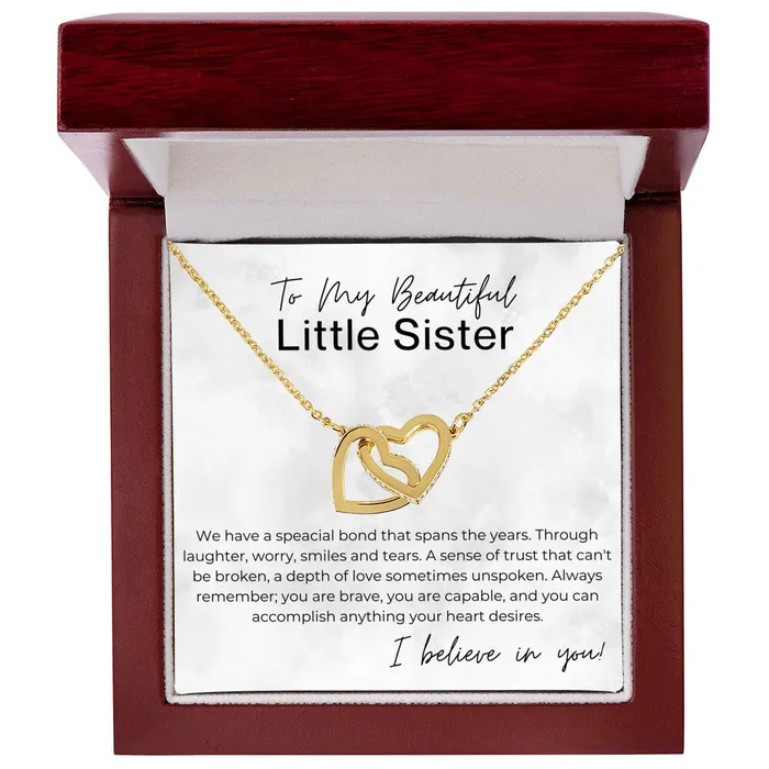 Necklaces Always Remember Gift for Little Sister Interlocking Heart Pendant Necklace ShineOn Fulfillment