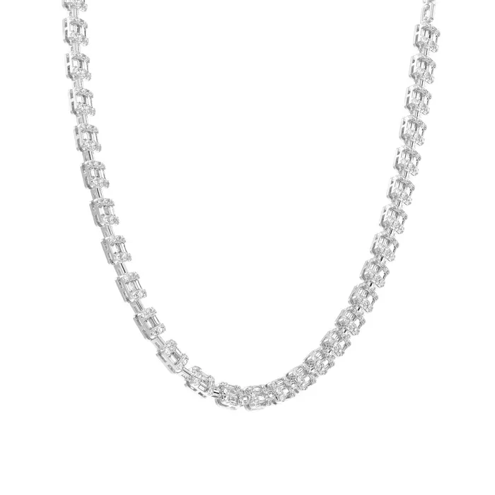 Necklaces AV LADIES NECKLACE 400CT ROUNDBAGUETTE DIAMOND 14K WHITE GOLD Necklaces AV LADIES NECKLACE 400CT ROUNDBAGUETTE DIAMOND 14K WHITE GOLD