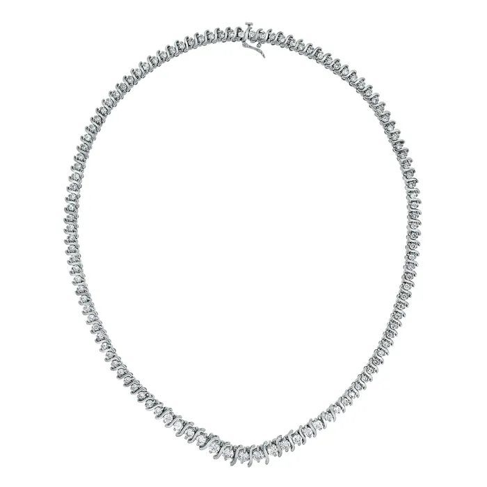 Necklaces Beauvince Traditional SBar Diamond Tennis Necklace 913 ct Diamonds in White Gold