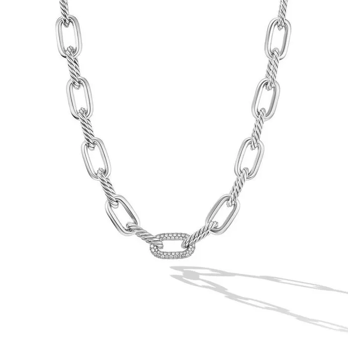 Necklaces DAVID YURMAN INC DY Madison 18 Chain Necklace in Sterling Silver with Diamonds 11mm Necklaces DAVID YURMAN INC DY Madison 18 Chain Necklace in Sterling Silver with Diamonds 11mm