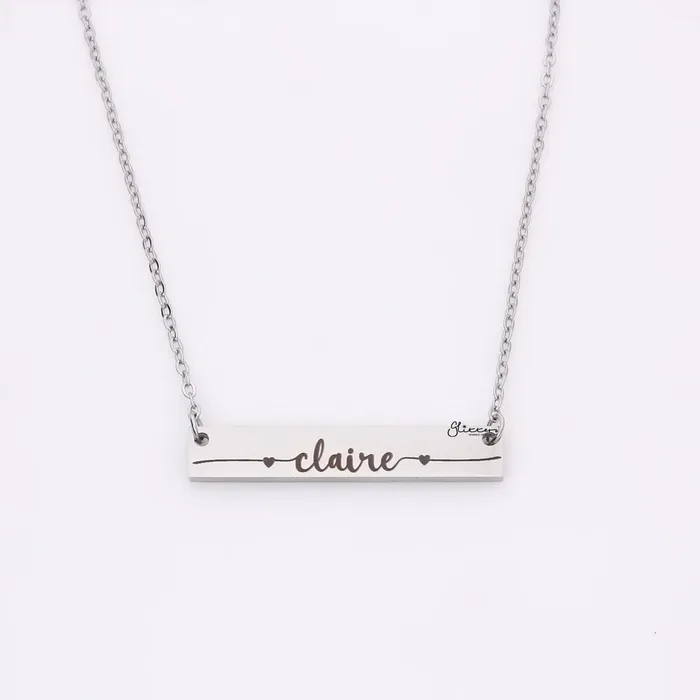 Necklaces Glitters Personalised Horizontal Bar Necklace Font 7