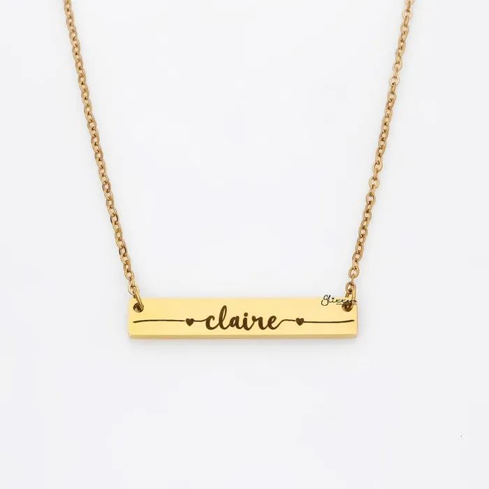 Necklaces Glitters Personalised Horizontal Bar Necklace Font 7