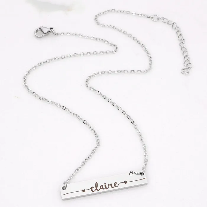 Necklaces Glitters Personalised Horizontal Bar Necklace Font 7