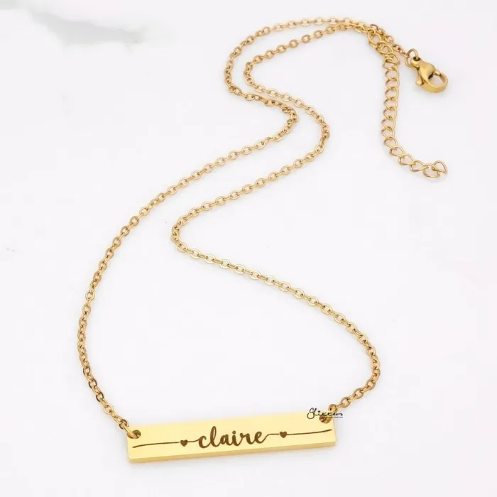 Necklaces Glitters Personalised Horizontal Bar Necklace Font 7