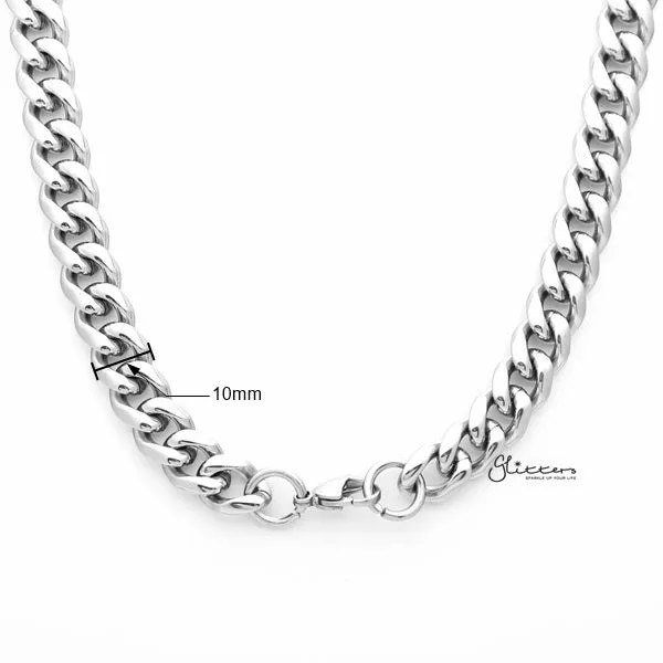 Necklaces Glitters Stainless Steel Miami Cuban Curb Chain Mens Necklace 10mm width 61cm length