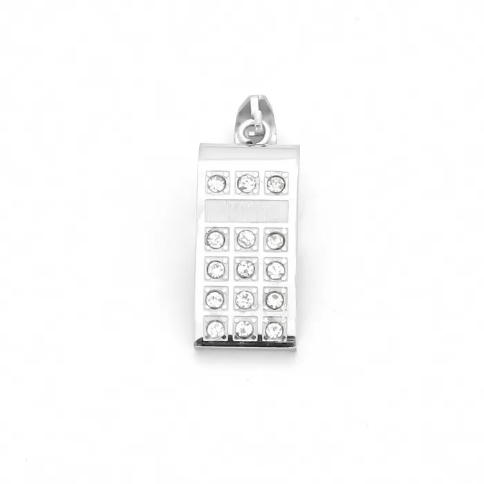 Necklaces Glitters Stainless Steel Whistle with CZ Pendant