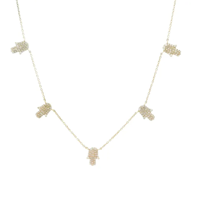 Necklaces Izakov Diamonds Fine Jewelry 14K Gold Hamsa Hamsa Micro Pave Diamond Station Necklace Necklaces Izakov Diamonds Fine Jewelry 14K Gold Hamsa Hamsa Micro Pave Diamond Station Necklace