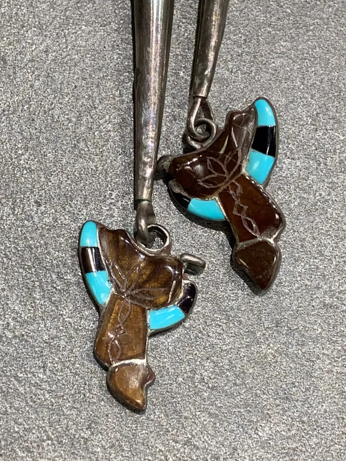 Necklaces Jack Mahkee Jack Mahkee Zuni Sterling Inlay Horse Bolo
