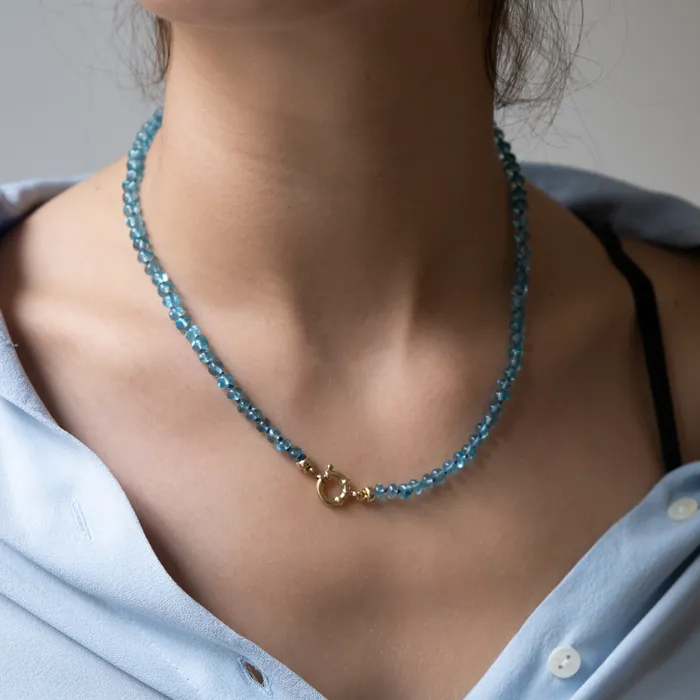 Necklaces Knotted Apatite necklace 14k Vivien Frank Designs