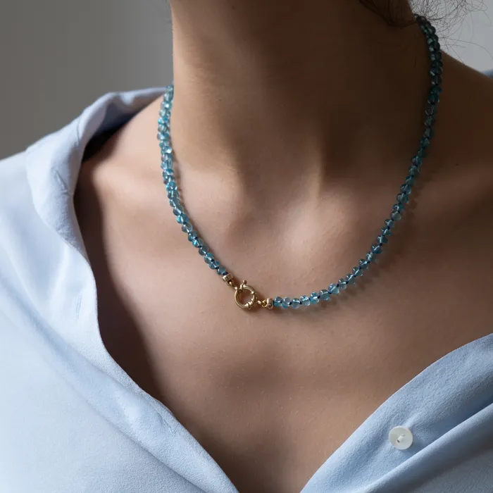 Necklaces Knotted Apatite necklace 14k Vivien Frank Designs