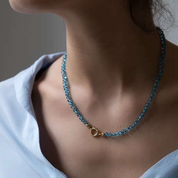 Necklaces Knotted Apatite necklace 14k Vivien Frank Designs