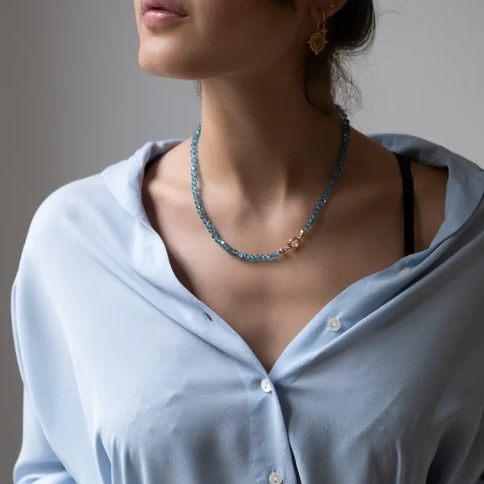 Necklaces Knotted Apatite necklace 14k Vivien Frank Designs