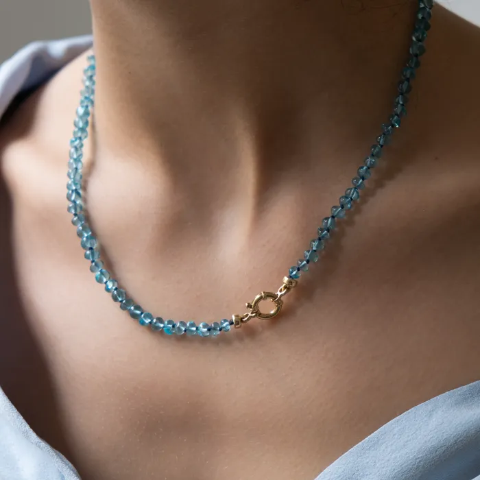 Necklaces Knotted Apatite necklace 14k Vivien Frank Designs