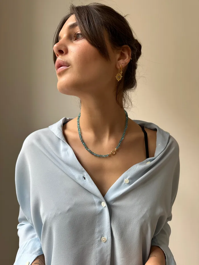 Necklaces Knotted Apatite necklace 14k Vivien Frank Designs