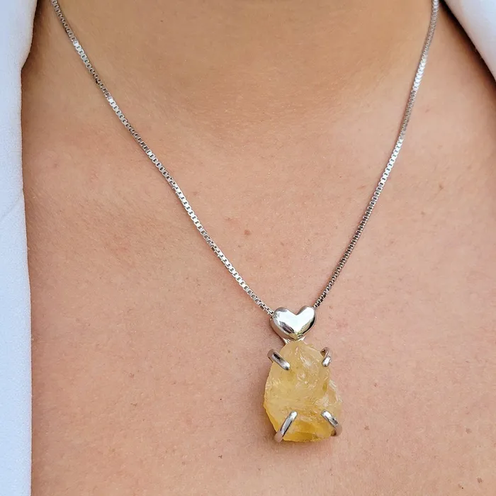 Necklaces Large Raw Citrine Necklace Uniquelan Jewelry