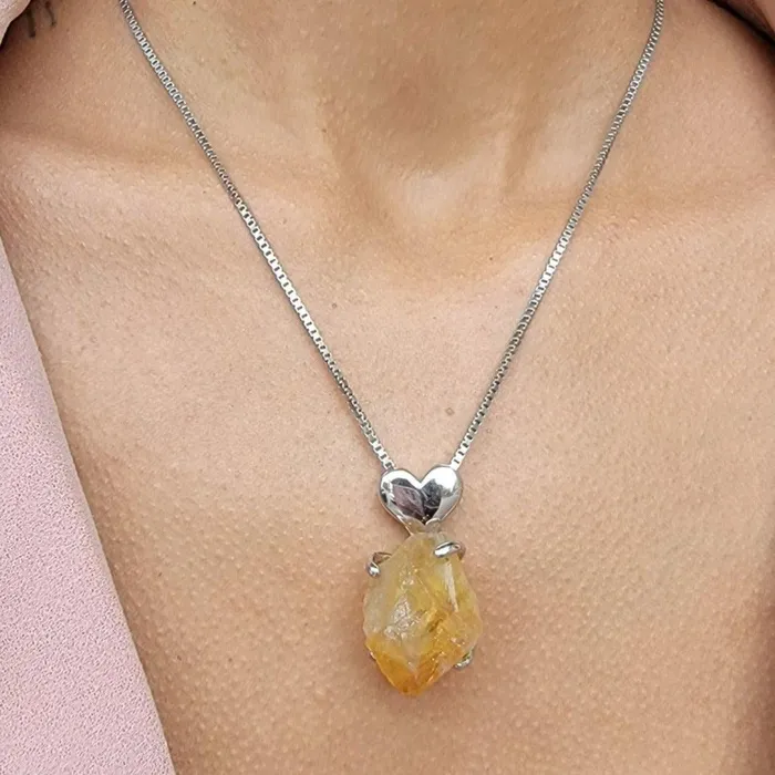 Necklaces Large Raw Citrine Necklace Uniquelan Jewelry