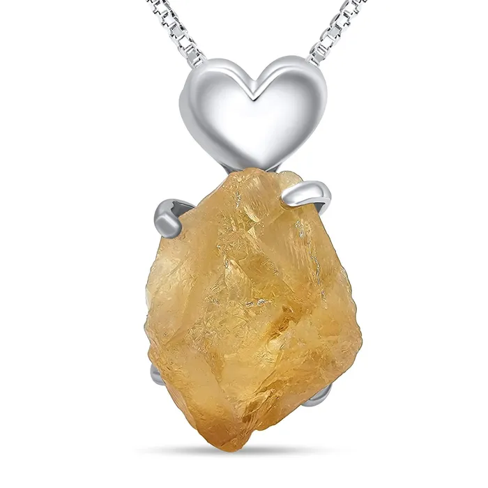 Necklaces Large Raw Citrine Necklace Uniquelan Jewelry