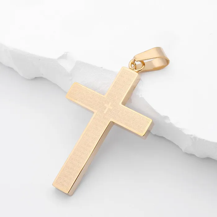 Necklaces Lords Prayer Cross Pendant Gold Glitters
