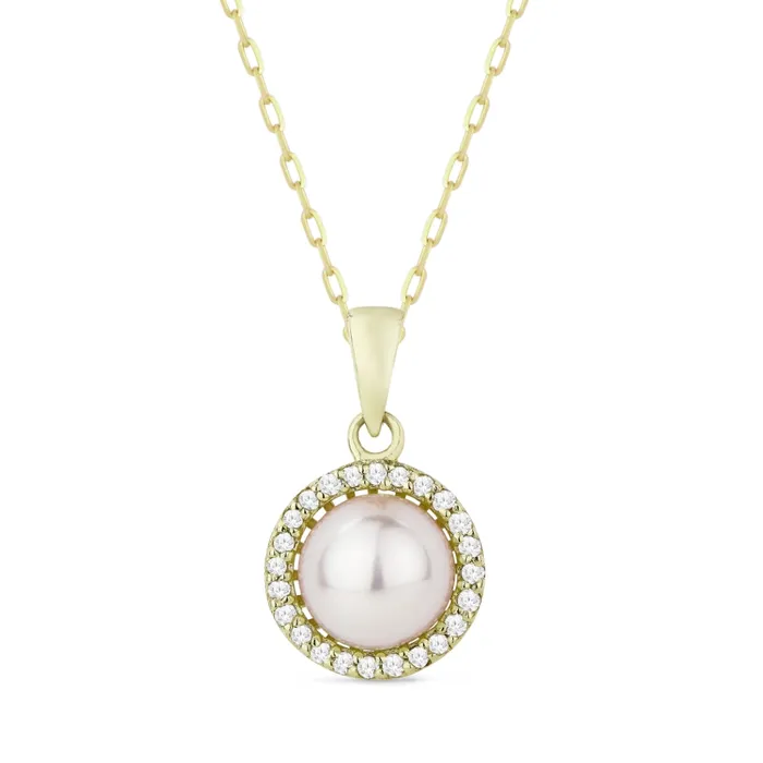 Necklaces MADISON L Madison L 14K Yellow Gold 008ctw Halo Style Pearl Necklace Necklaces MADISON L Madison L 14K Yellow Gold 008ctw Halo Style Pearl Necklace