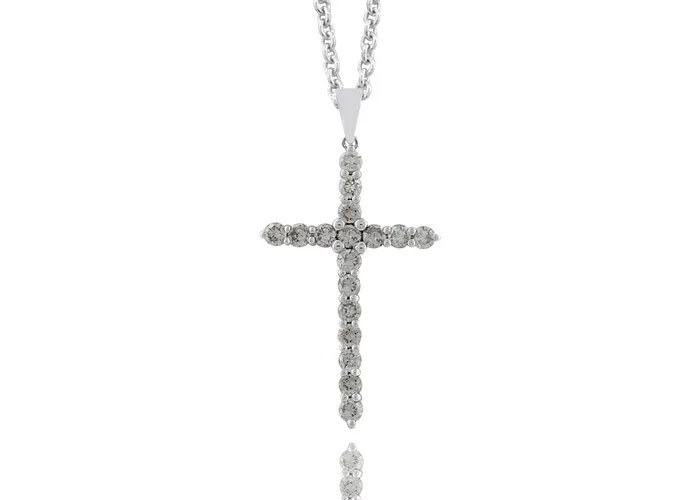 Necklaces MALAKAN DIAMOND CO 14K White Gold 99ctw Faith Inspired Style Lab Created Diamond Pendant Necklaces MALAKAN DIAMOND CO 14K White Gold 99ctw Faith Inspired Style Lab Created Diamond Pendant