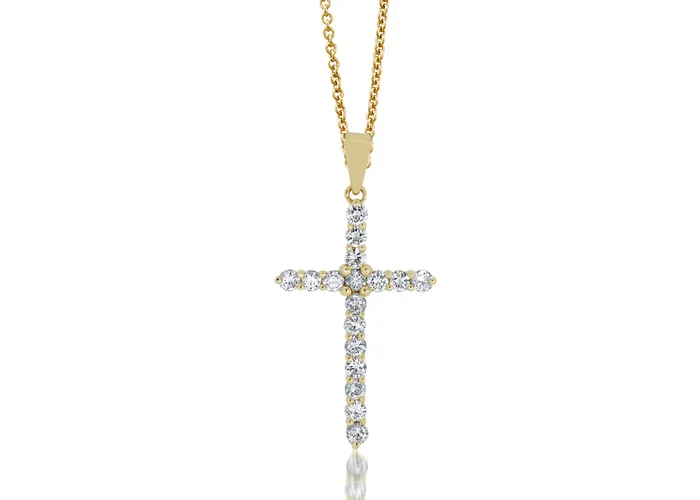 Necklaces MALAKAN DIAMOND CO 14K Yellow Gold 111ctw Cross Style Pendant