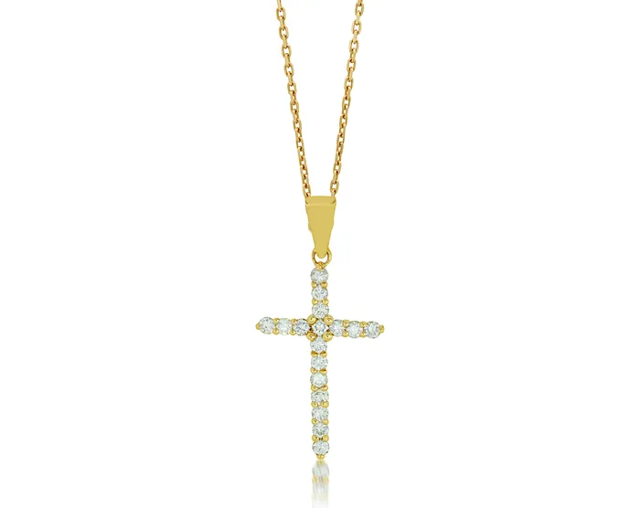 Necklaces MALAKAN DIAMOND CO 14K Yellow Gold 111ctw Cross Style Pendant Necklaces MALAKAN DIAMOND CO 14K Yellow Gold 111ctw Cross Style Pendant