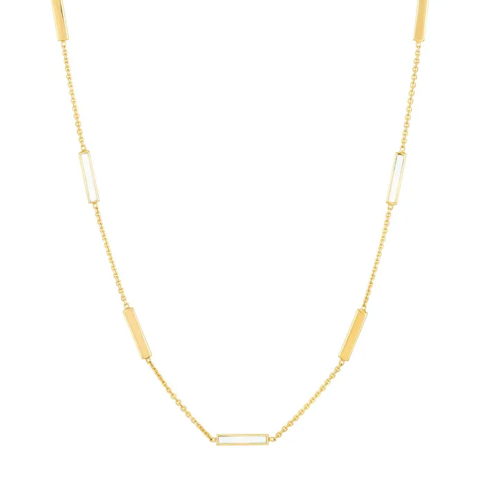 Necklaces MIDAS CHAIN 14K Yellow Gold 18 White Enamel Style Bar Necklace