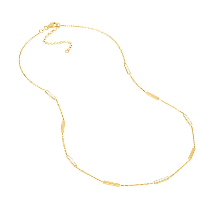 Necklaces MIDAS CHAIN 14K Yellow Gold 18 White Enamel Style Bar Necklace Necklaces MIDAS CHAIN 14K Yellow Gold 18 White Enamel Style Bar Necklace