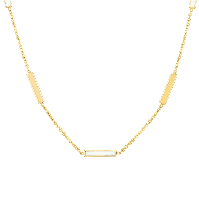 Necklaces MIDAS CHAIN 14K Yellow Gold 18 White Enamel Style Bar Necklace Necklaces MIDAS CHAIN 14K Yellow Gold 18 White Enamel Style Bar Necklace