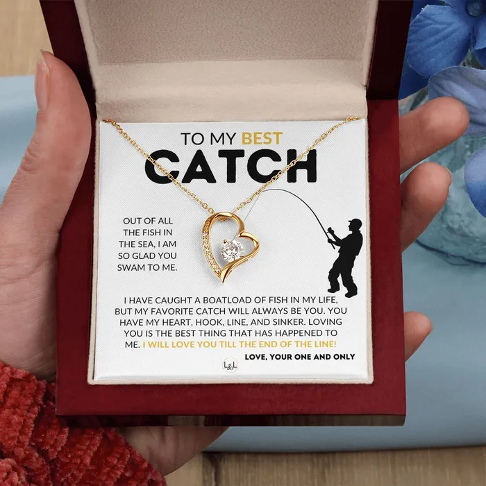 Necklaces My Best Catch Fishing PartnerNecklacefor Your Wife Fianceor Girlfriend Fishing Gift for Her from A Man Who Loves Fishing Christmas Valentines Birthday or Anniversary Gifts ShineOn Fulfillment